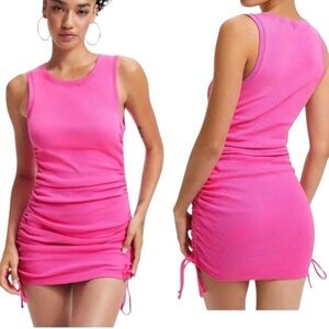 Good American | Hot Pink Ruched Tank Dress | Size 1 (Small)